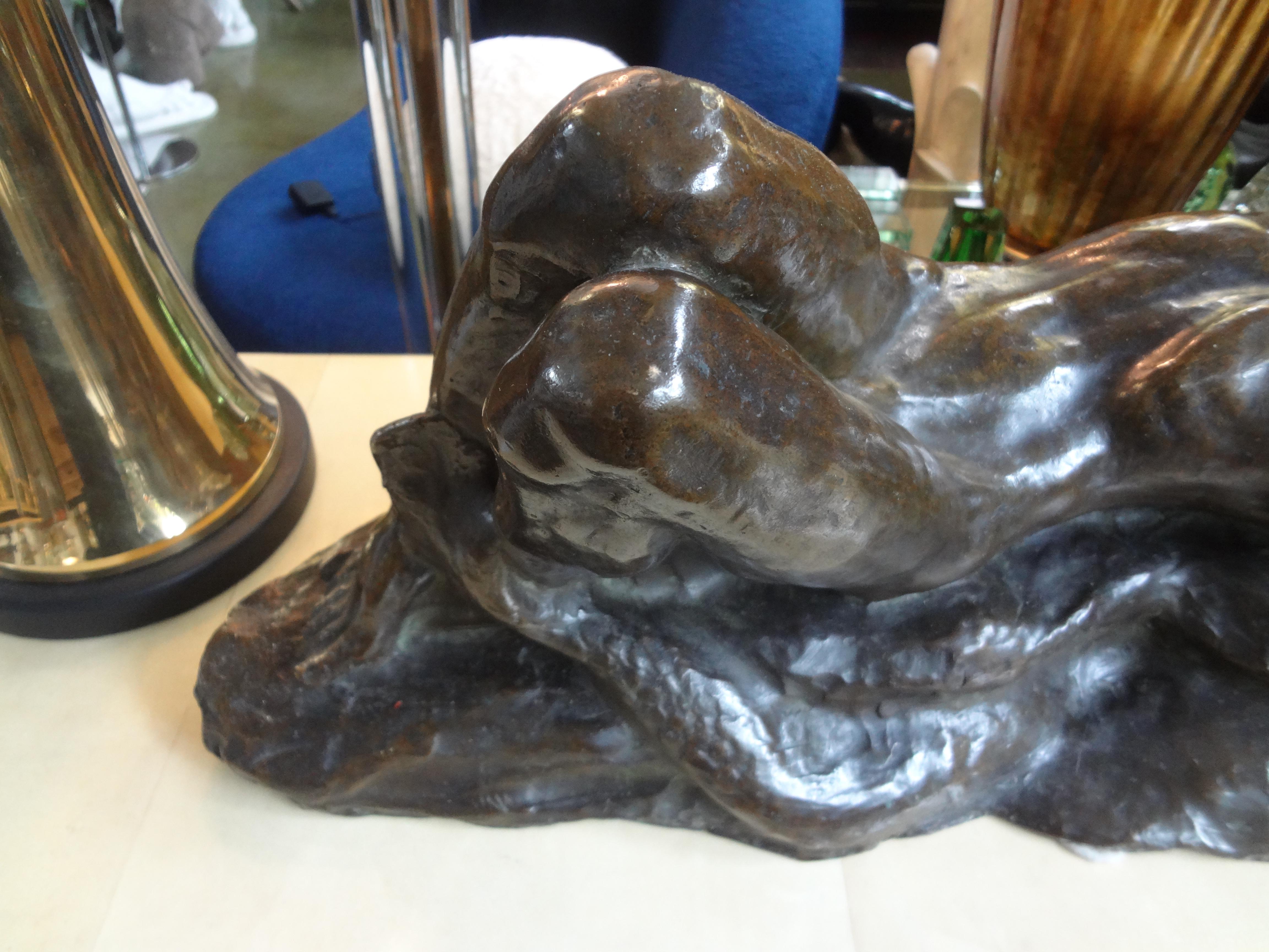 Italian Art Deco Bronze Sculpture Of A Nude Male For Sale 2