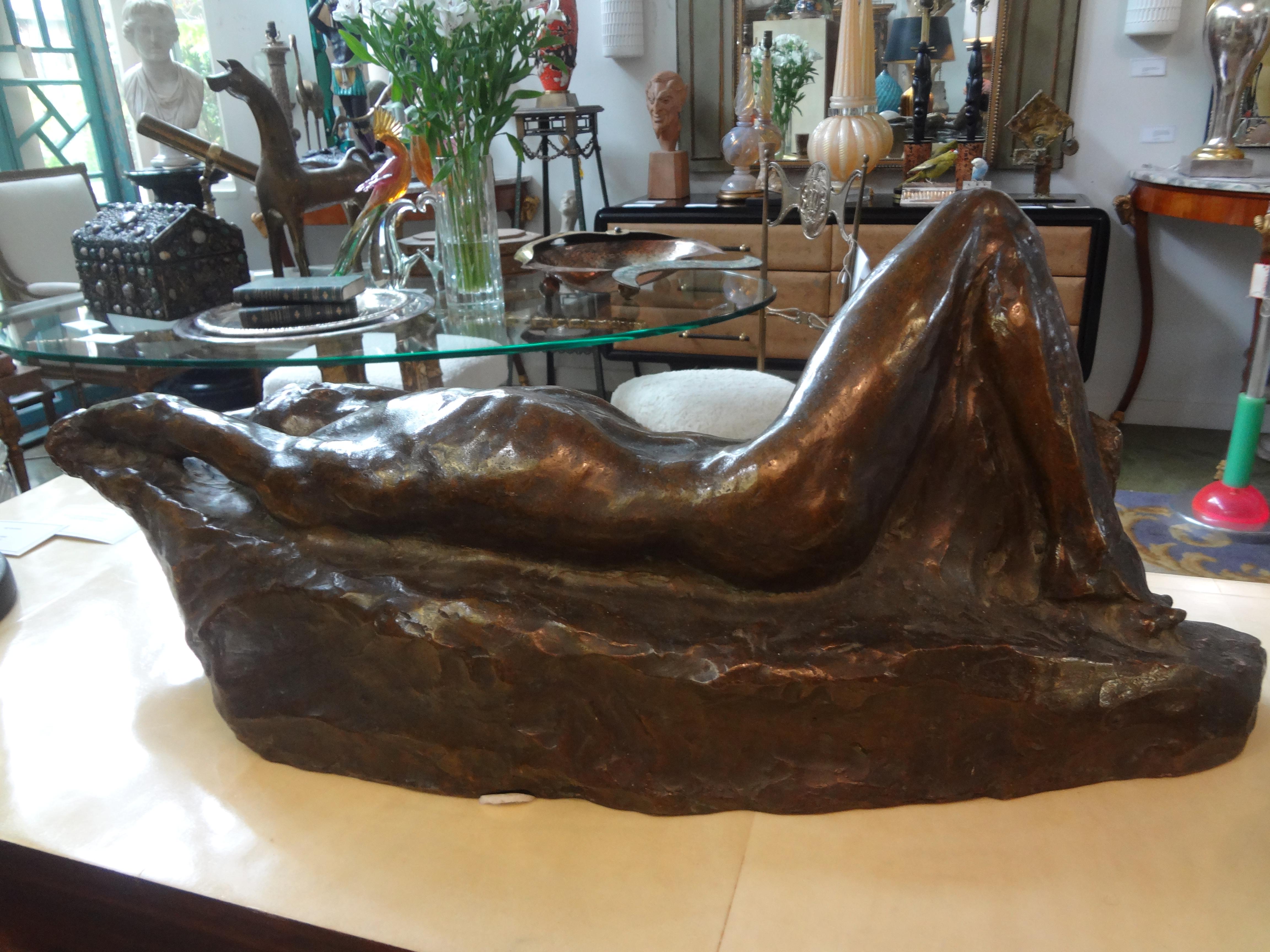 Italian Art Deco Bronze Sculpture Of A Nude Male For Sale 3