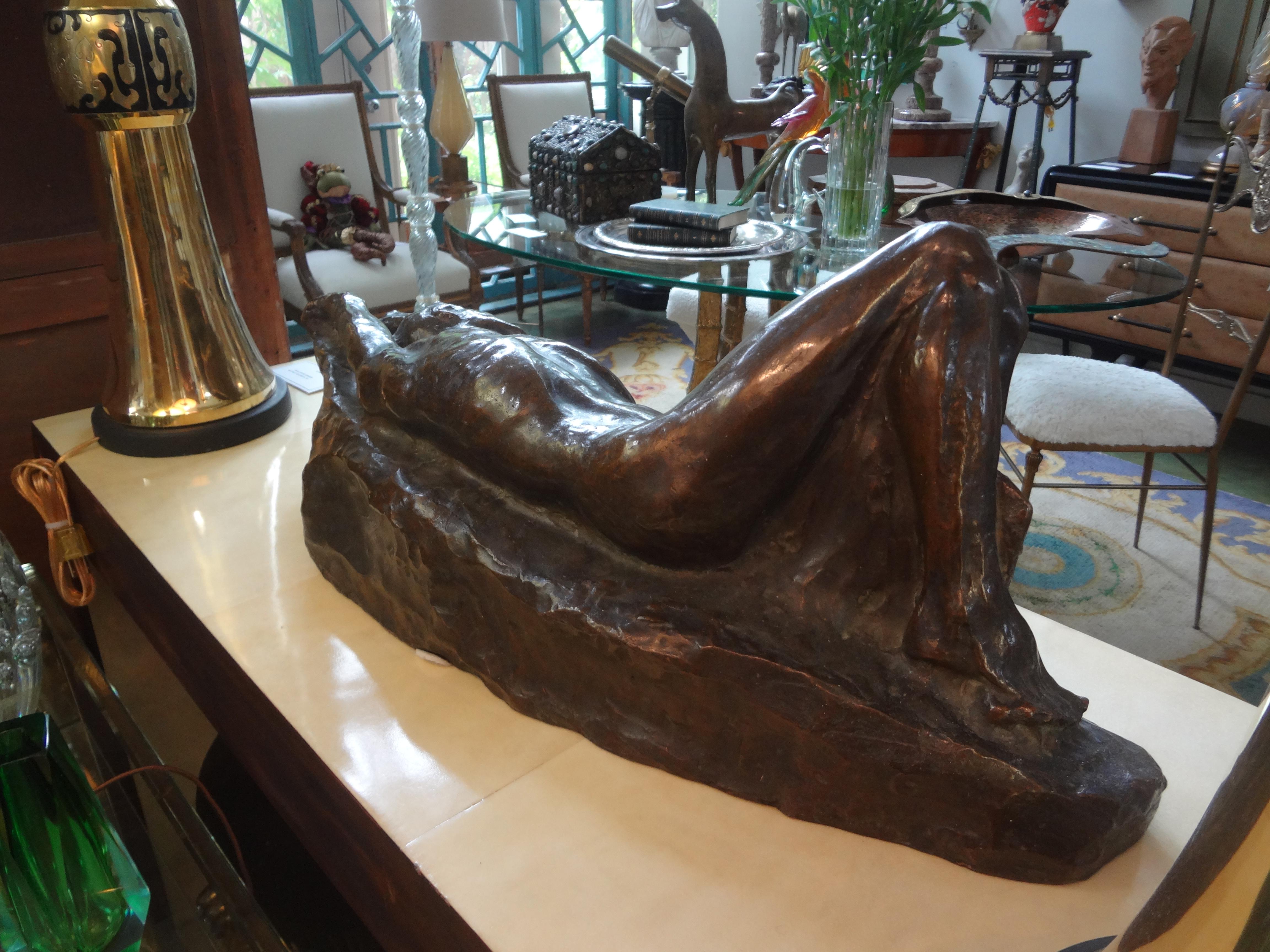Italian Art Deco Bronze Sculpture Of A Nude Male For Sale 4