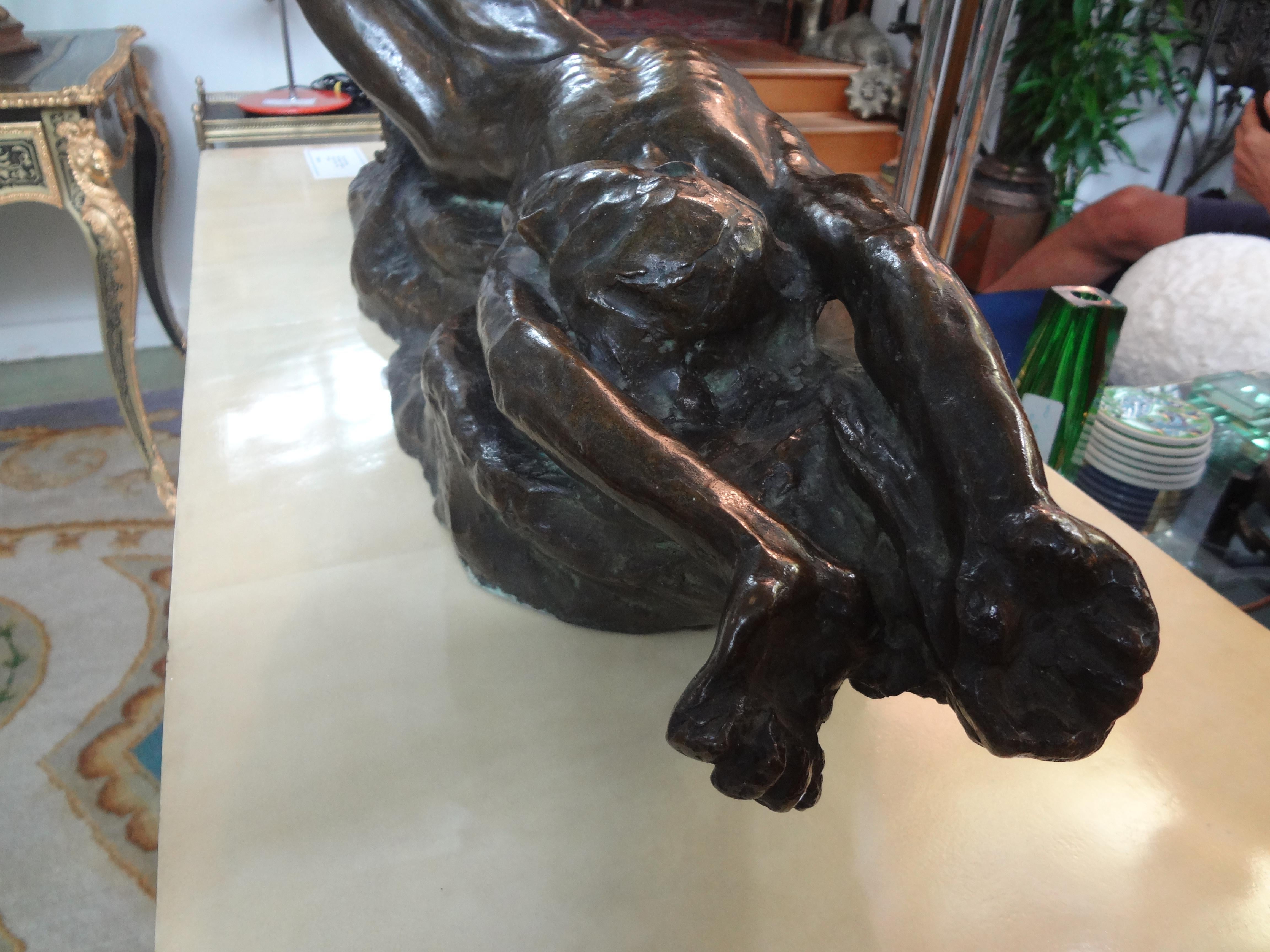 Italian Art Deco Bronze Sculpture Of A Nude Male For Sale 5