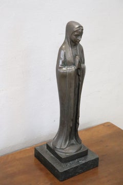 Italian Art Deco Bronze Sculpture, Virgin Mary in Prayer