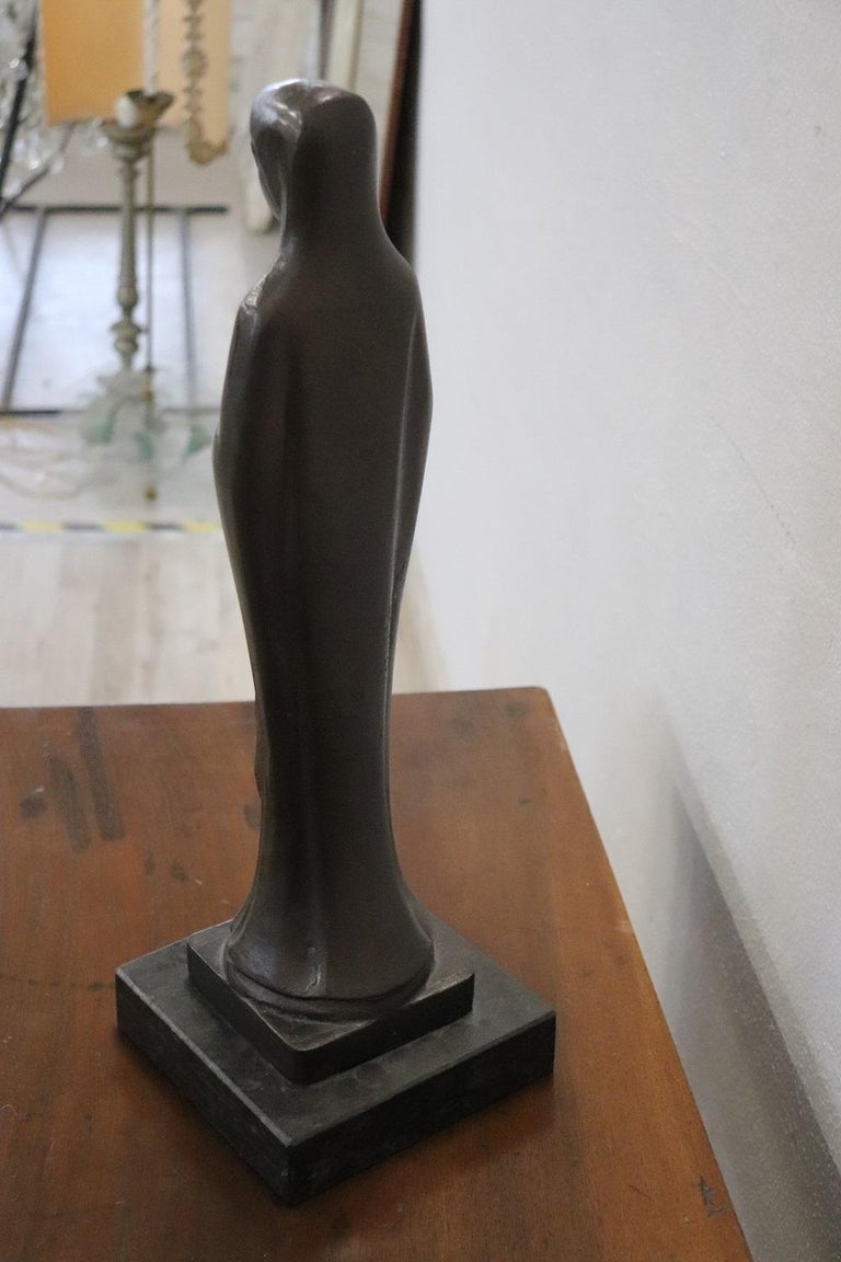 Italian Art Deco Bronze Sculpture, Virgin Mary in Prayer For Sale 4