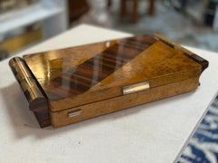Italian Art Deco Burl Wood and Macassar Ebony Box with Brass Details, 1940s