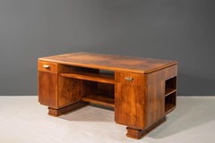 Italian Art Deco Burled Walnut Desk