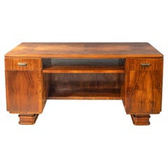 Italian Art Deco Burled Walnut Desk