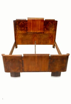 Italian Art Deco Burlwood Rosewood Bed