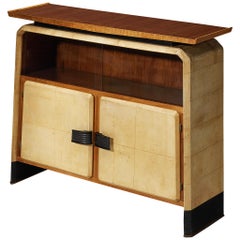 Italienischer Art-Déco-Schrank aus Pergament und Nussbaumholz