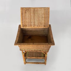 Italian Art Deco cabinet or coffe table in rattan and green rattan, 1930s