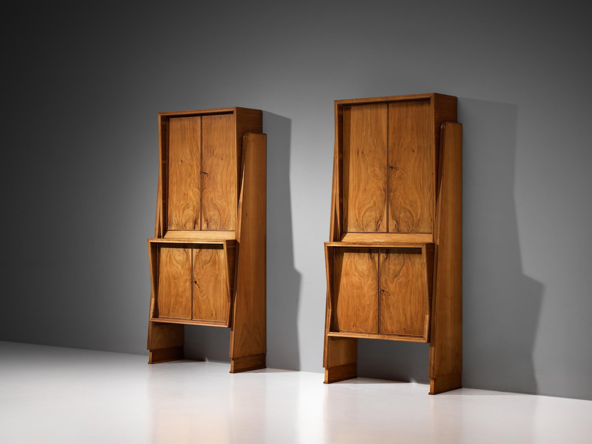 Italian Art Deco Cabinets or Highboards in Mahogany In Good Condition In Waalwijk, NL
