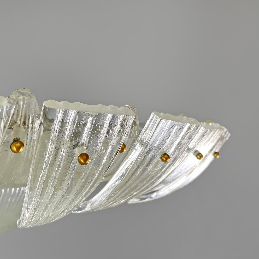 Italian Art Deco ceiling light by Barovier&Toso in clear Murano glass, 1940s For Sale 9