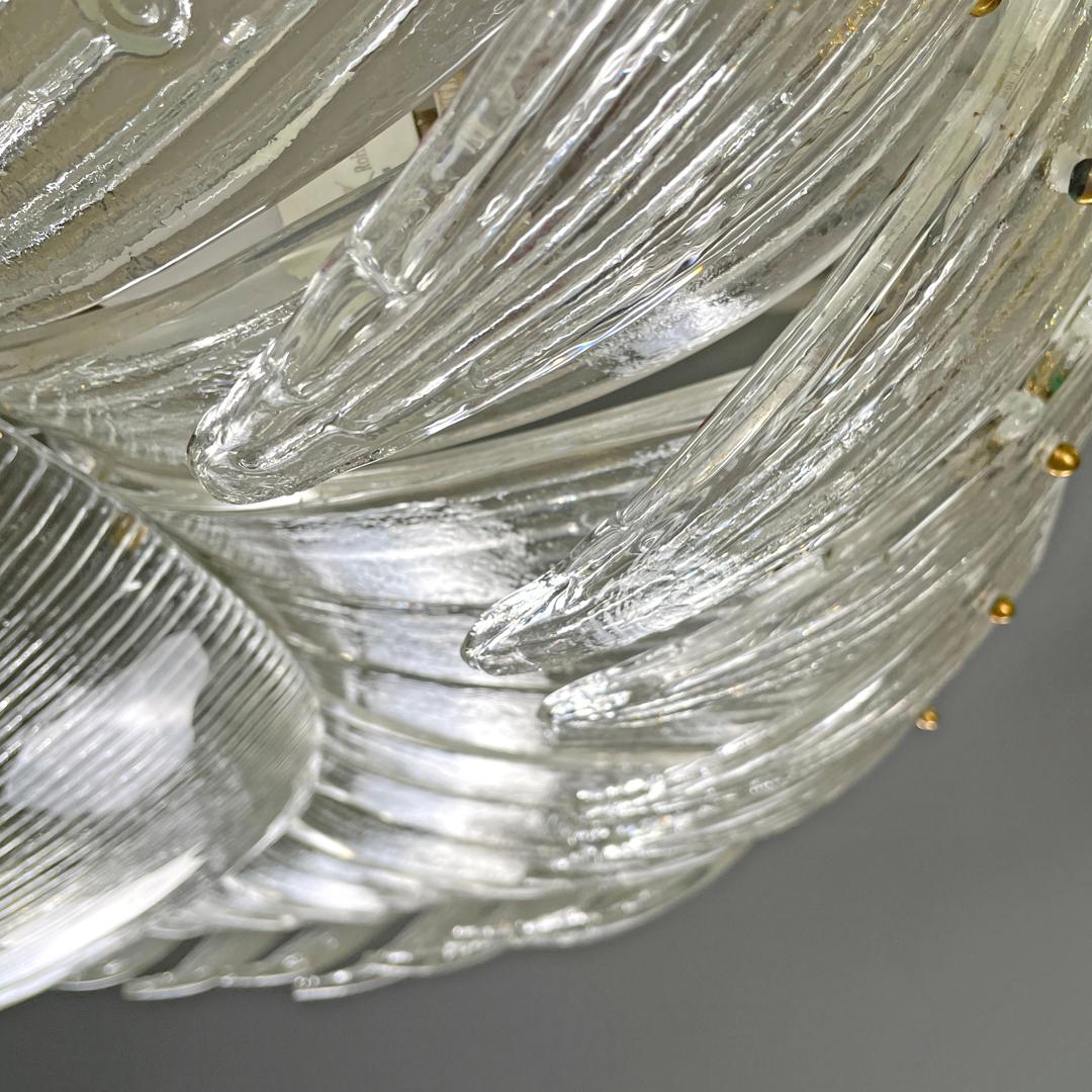 Italian Art Deco ceiling light by Barovier&Toso in clear Murano glass, 1940s For Sale 13