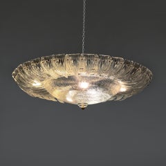 Italian Art Deco ceiling light by Barovier&Toso in clear Murano glass, 1940s