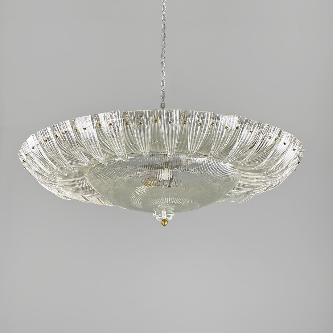Italian Art Deco ceiling light by Barovier&Toso in clear Murano glass, 1940s In Good Condition For Sale In MIlano, IT