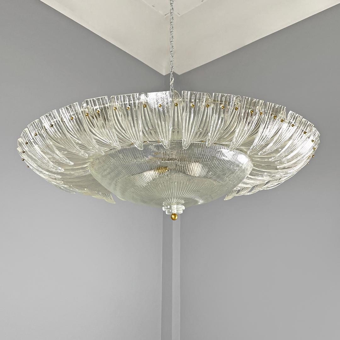 Mid-20th Century Italian Art Deco ceiling light by Barovier&Toso in clear Murano glass, 1940s For Sale