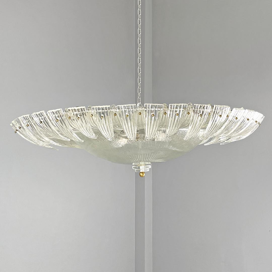 Italian Art Deco ceiling light by Barovier&Toso in clear Murano glass, 1940s For Sale 1
