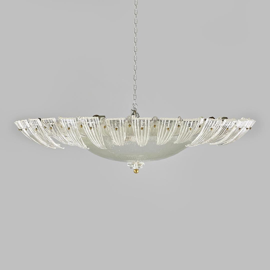 Italian Art Deco ceiling light by Barovier&Toso in clear Murano glass, 1940s For Sale 2