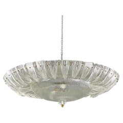 Italienische Art Deco Deckenleuchte von Barovier&Toso aus klarem Murano Glas, 1940er Jahre