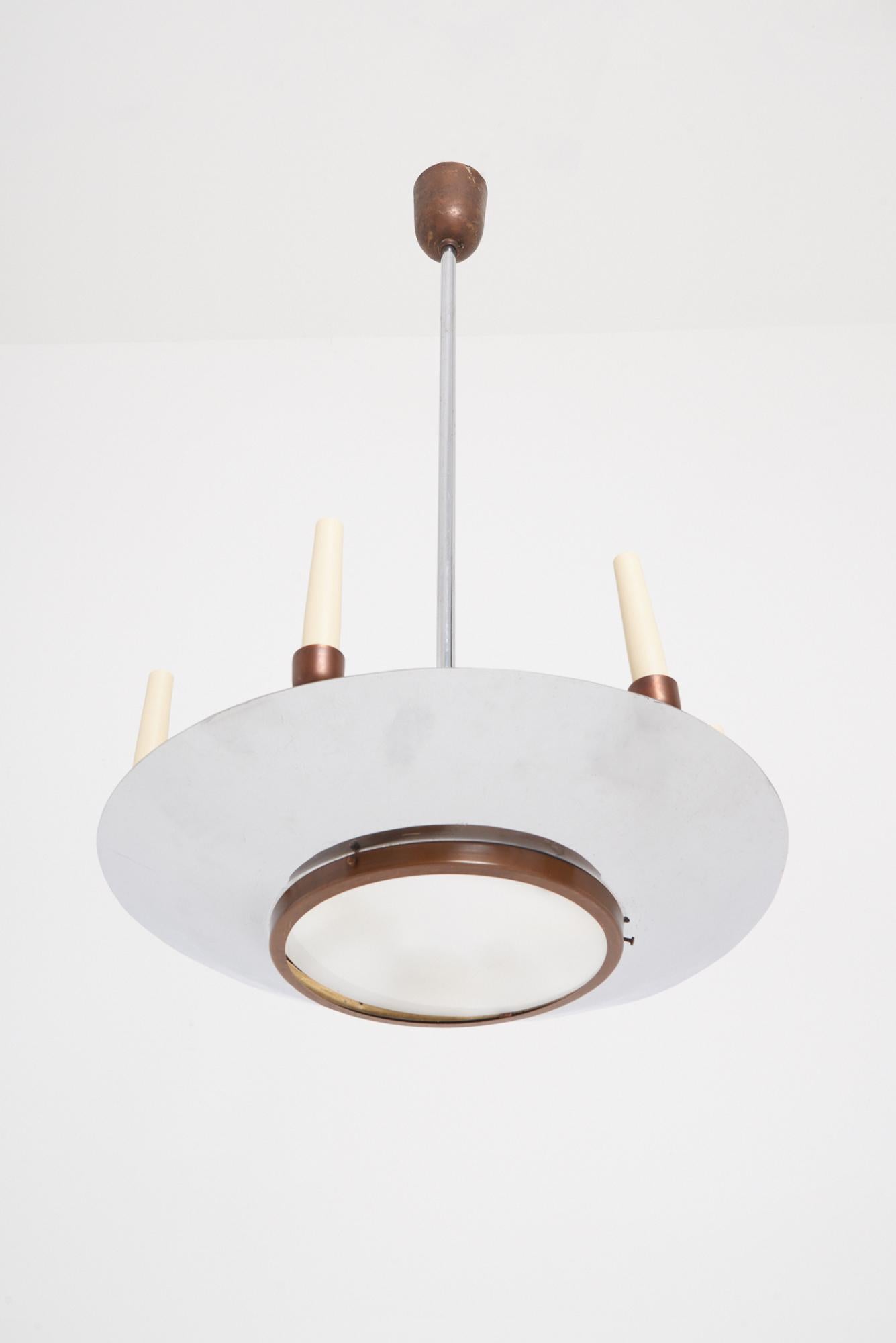 Brass Italian Art Deco Ceiling Light For Sale