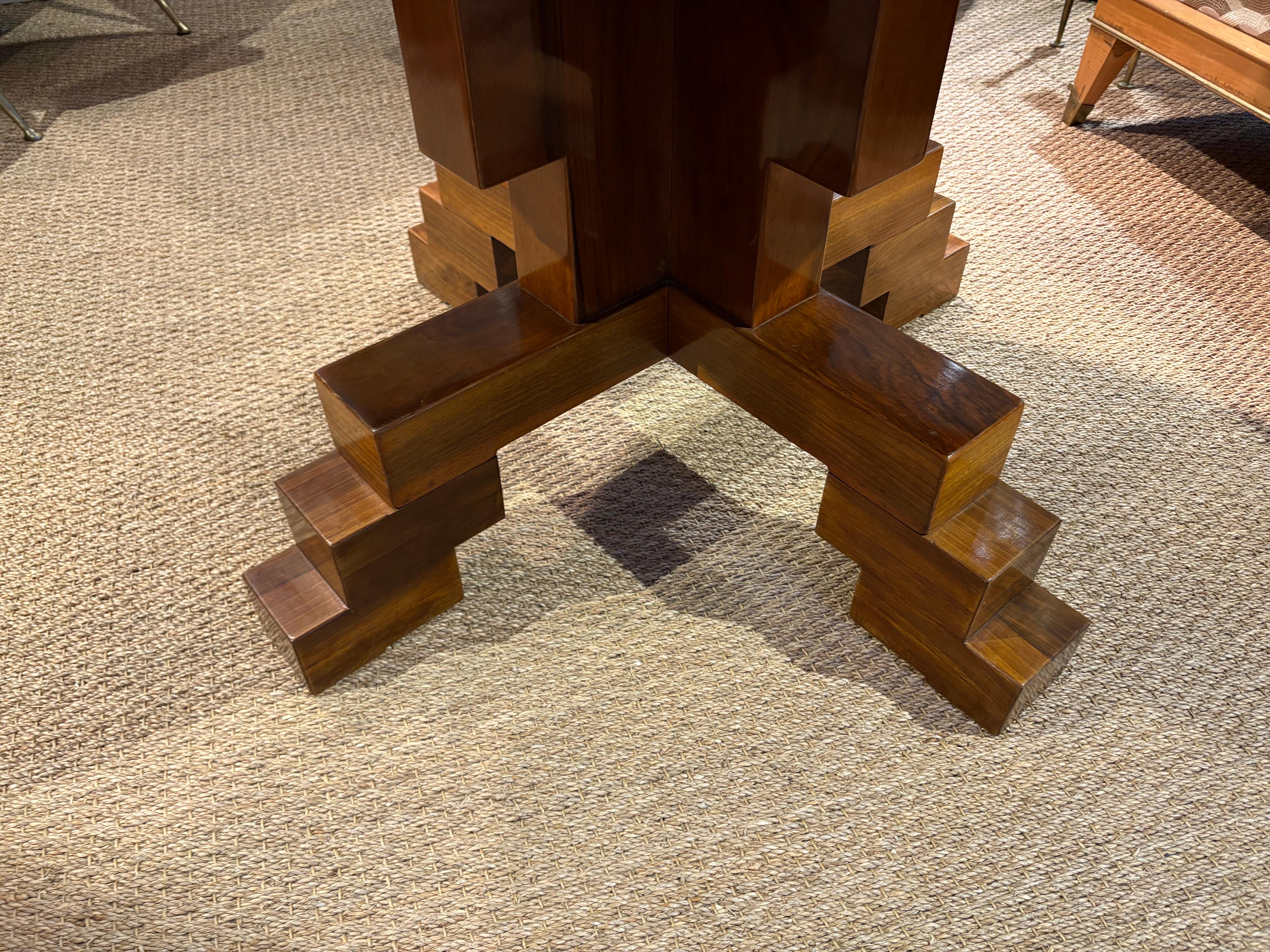Walnut Italian Art Deco Center Table For Sale