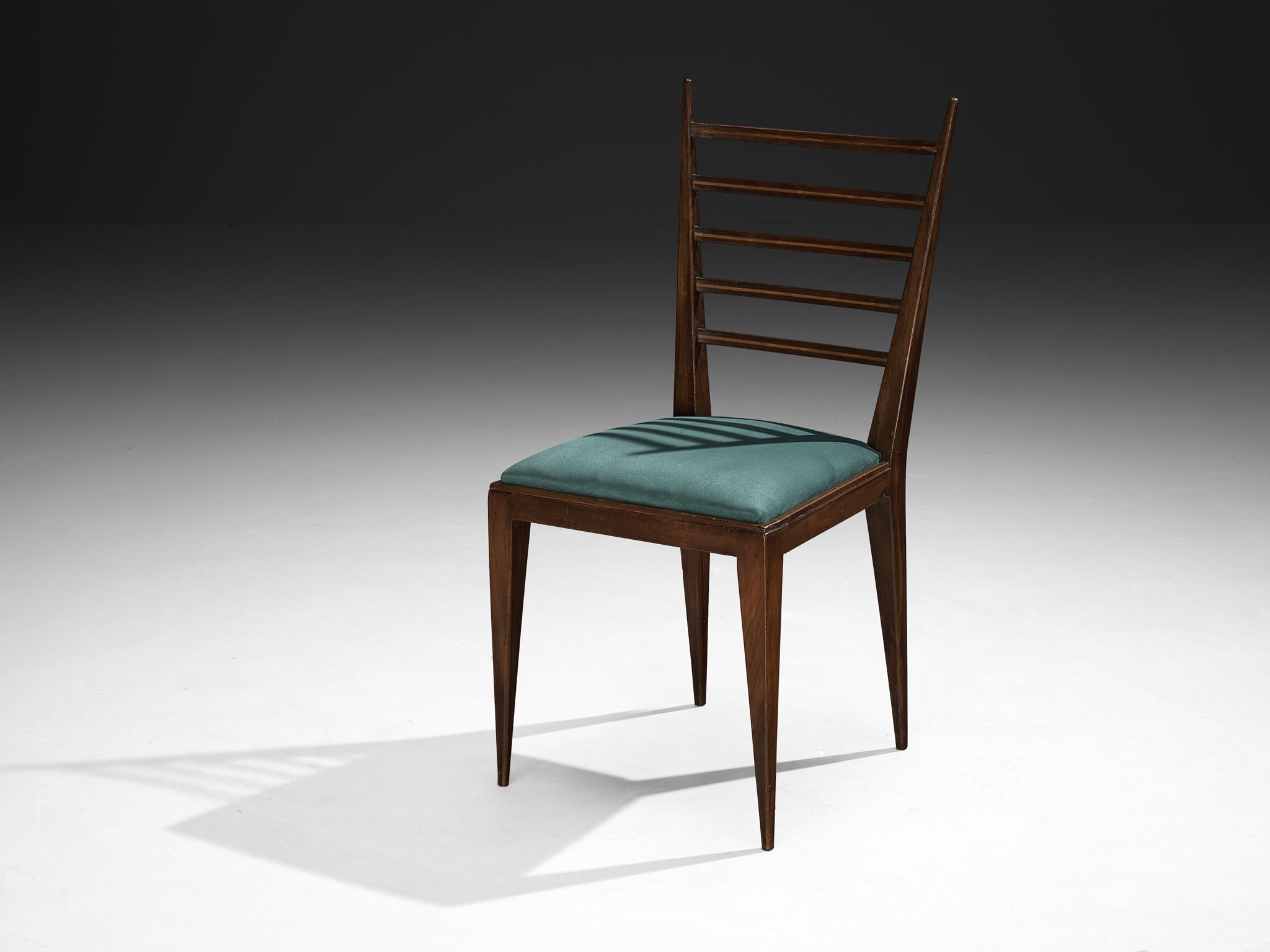 Italiano Sedia Art Deco italiana in noce con schienale a scaletta in vendita