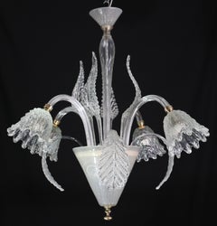 Italian Art Deco Chandelier by Barovier & Toso "Bubble" Murano Glass, 1940s