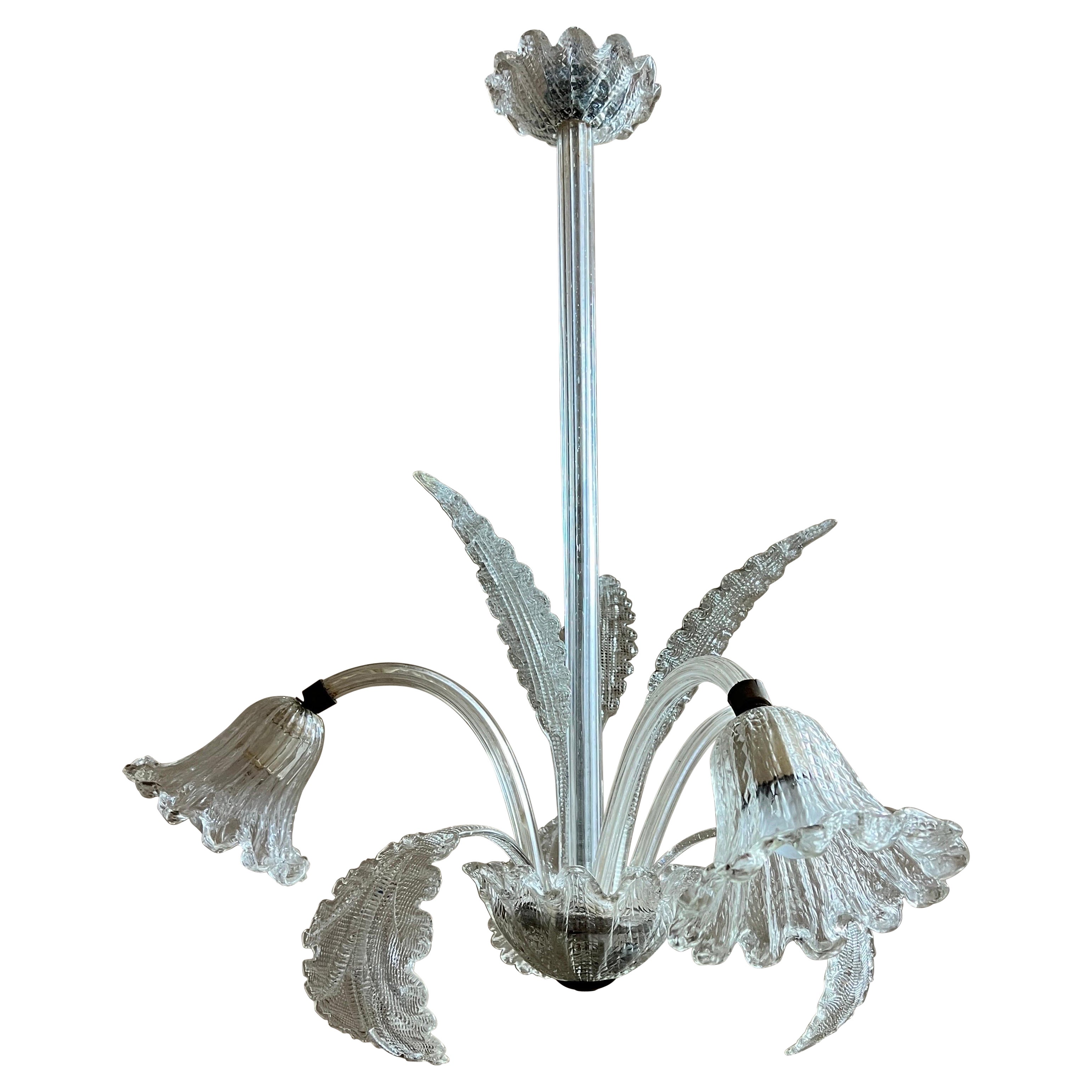 Italienischer Art-Déco-Kronleuchter von Barovier & Toso Murano Glas, 1940er Jahre