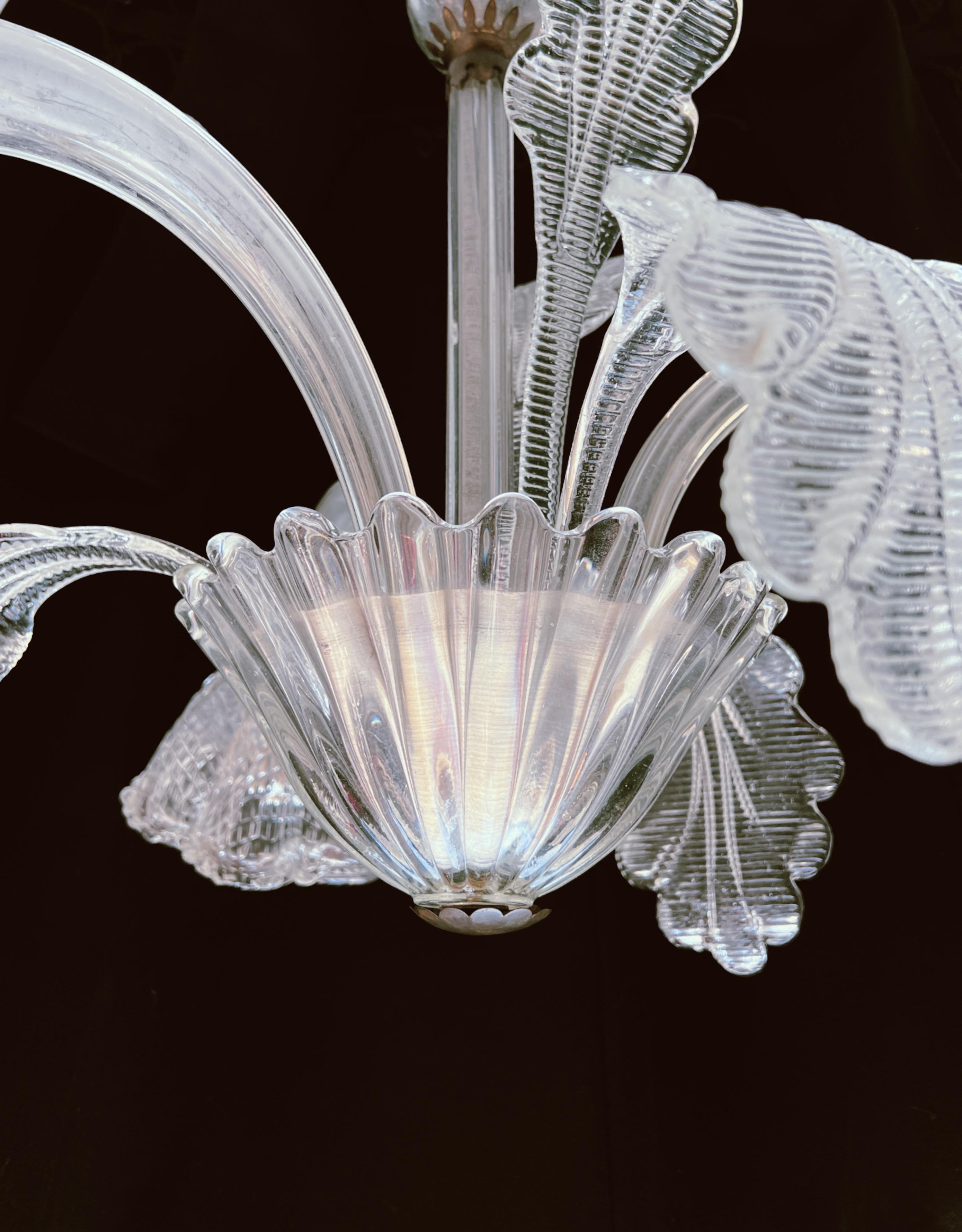 Lustre Art déco italien par Barovier & Toso Murano Pulegoso Glass, années 1940 en vente 7