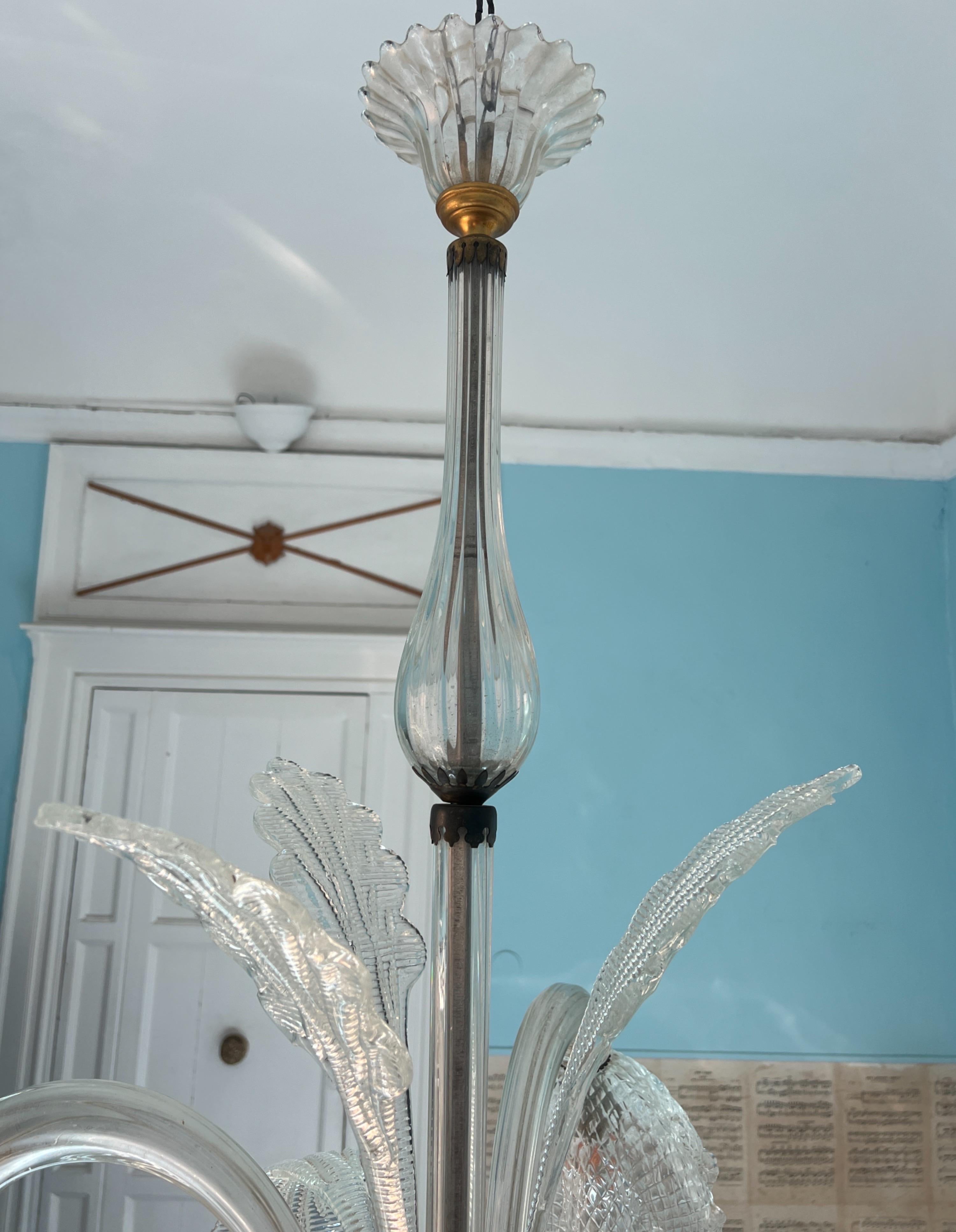 Lustre Art déco italien par Barovier & Toso Murano Pulegoso Glass, années 1940 en vente 10
