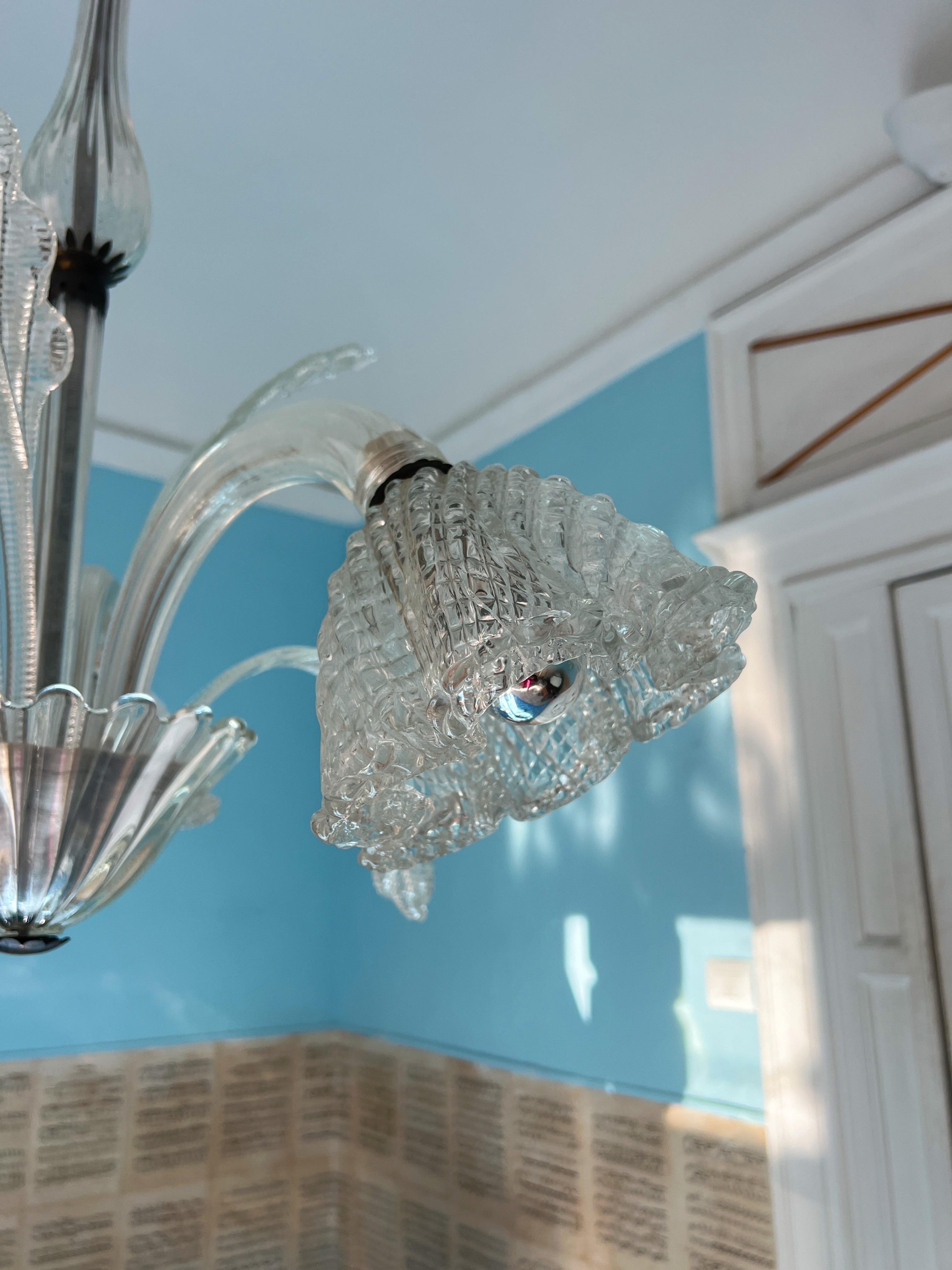 Lustre Art déco italien par Barovier & Toso Murano Pulegoso Glass, années 1940 en vente 11