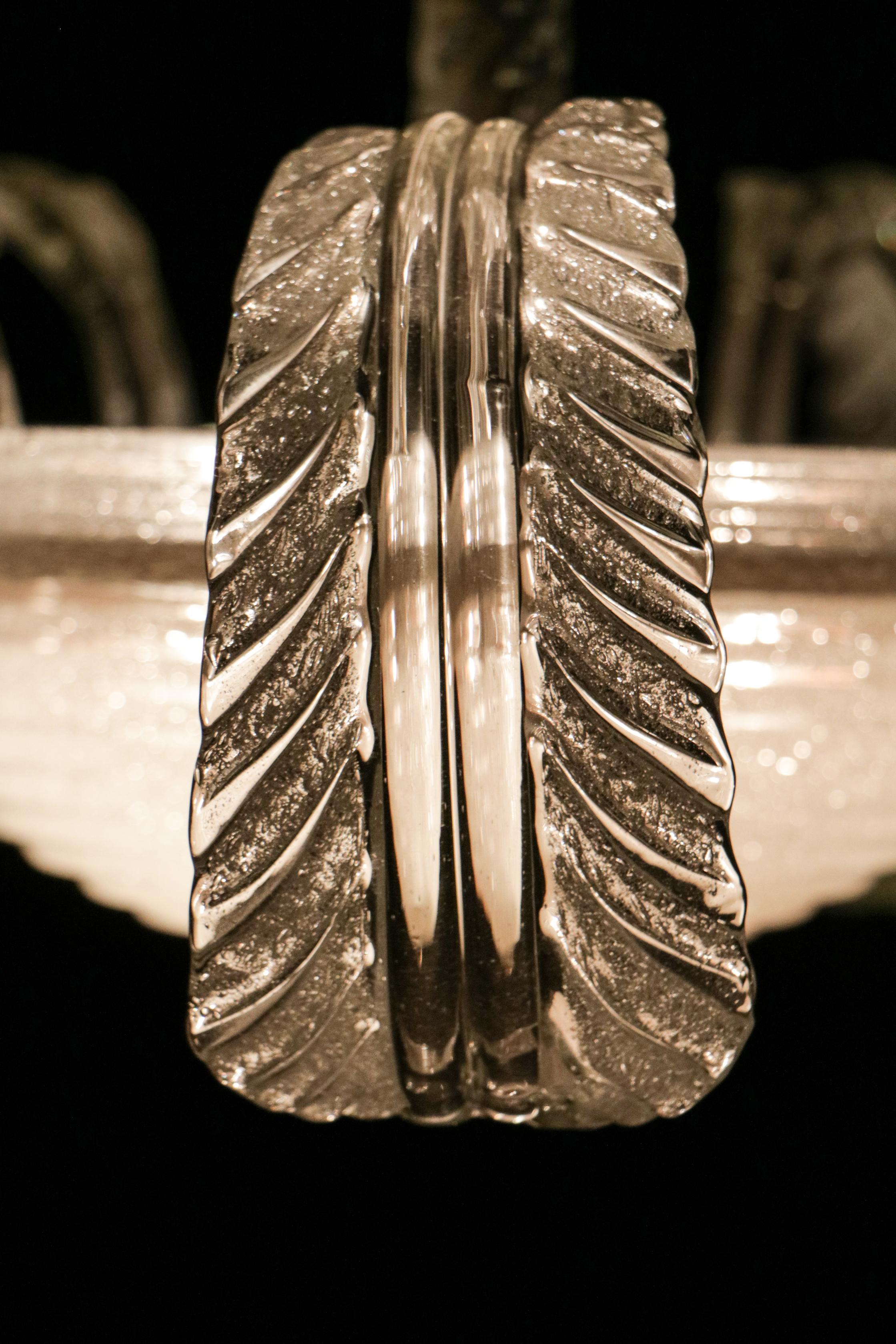 Italiano Lampadario Art Deco italiano di Barovier&Toso in vetro di Murano Pulegoso, anni '40 in vendita
