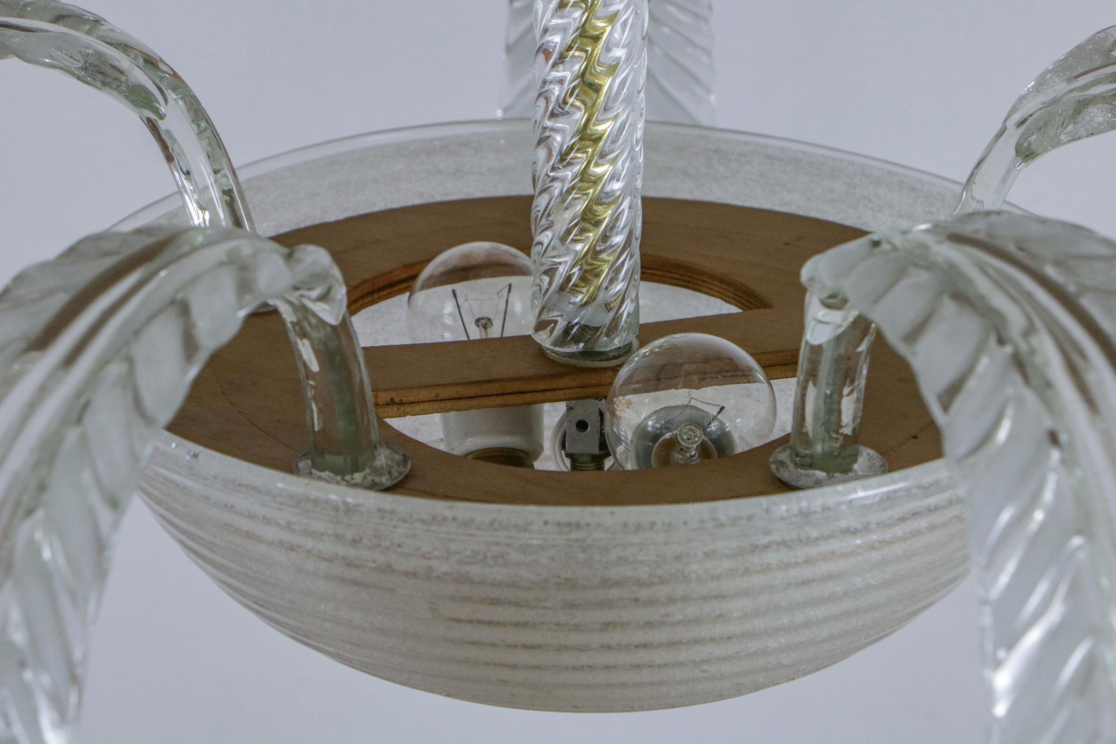 Lampadario Art Deco italiano di Barovier&Toso in vetro di Murano Pulegoso, anni '40 in vendita 1