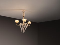 Lampadario Art Deco italiano in vetro e ottone