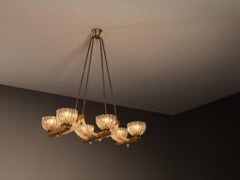 Italienischer Art-Deco-Kronleuchter aus Glas und Messing