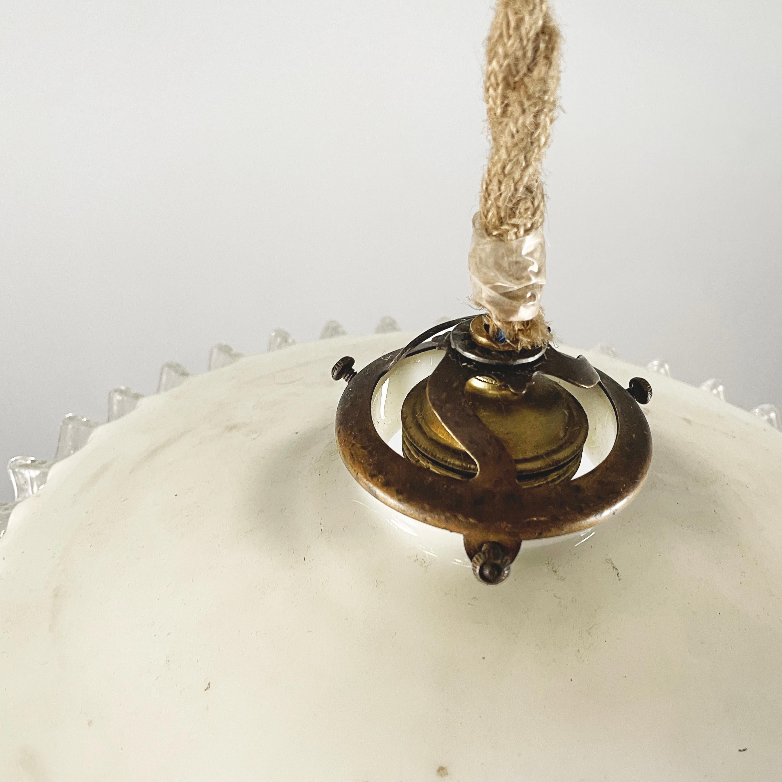 Italian art deco chandelier in white and transparent glass, early 1900s 4