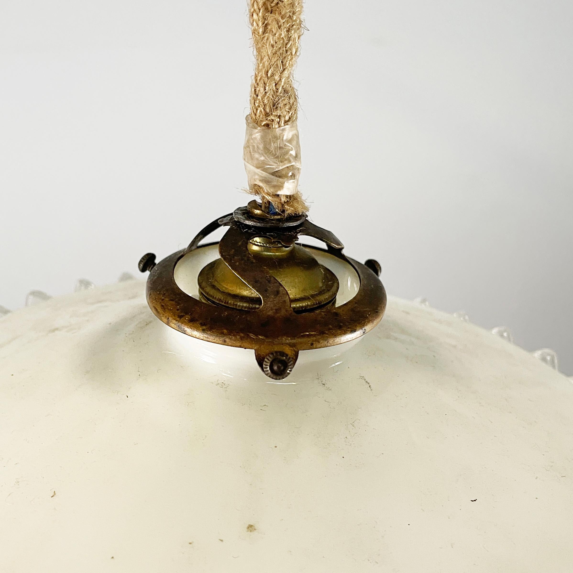 Italian art deco chandelier in white and transparent glass, early 1900s 5