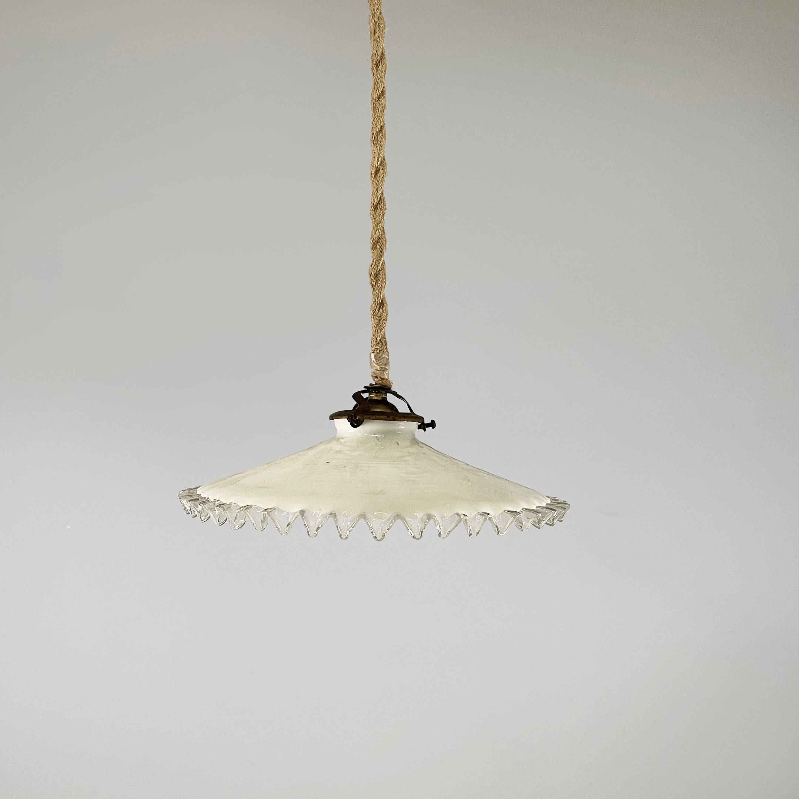Art Deco Italian art deco chandelier in white and transparent glass, early 1900s