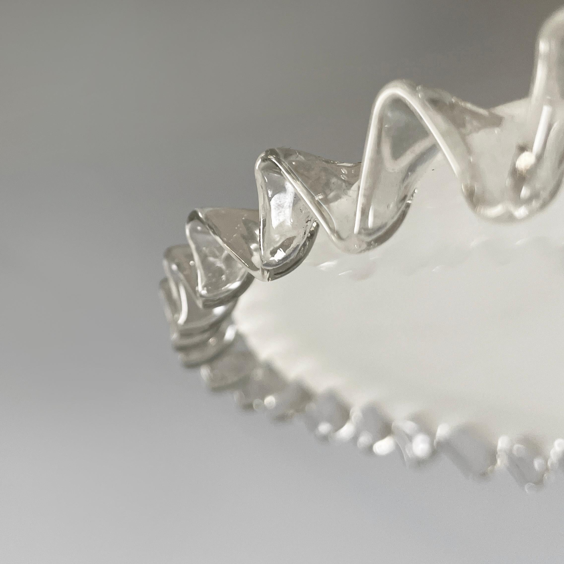 Italian art deco chandelier in white and transparent glass, early 1900s 2