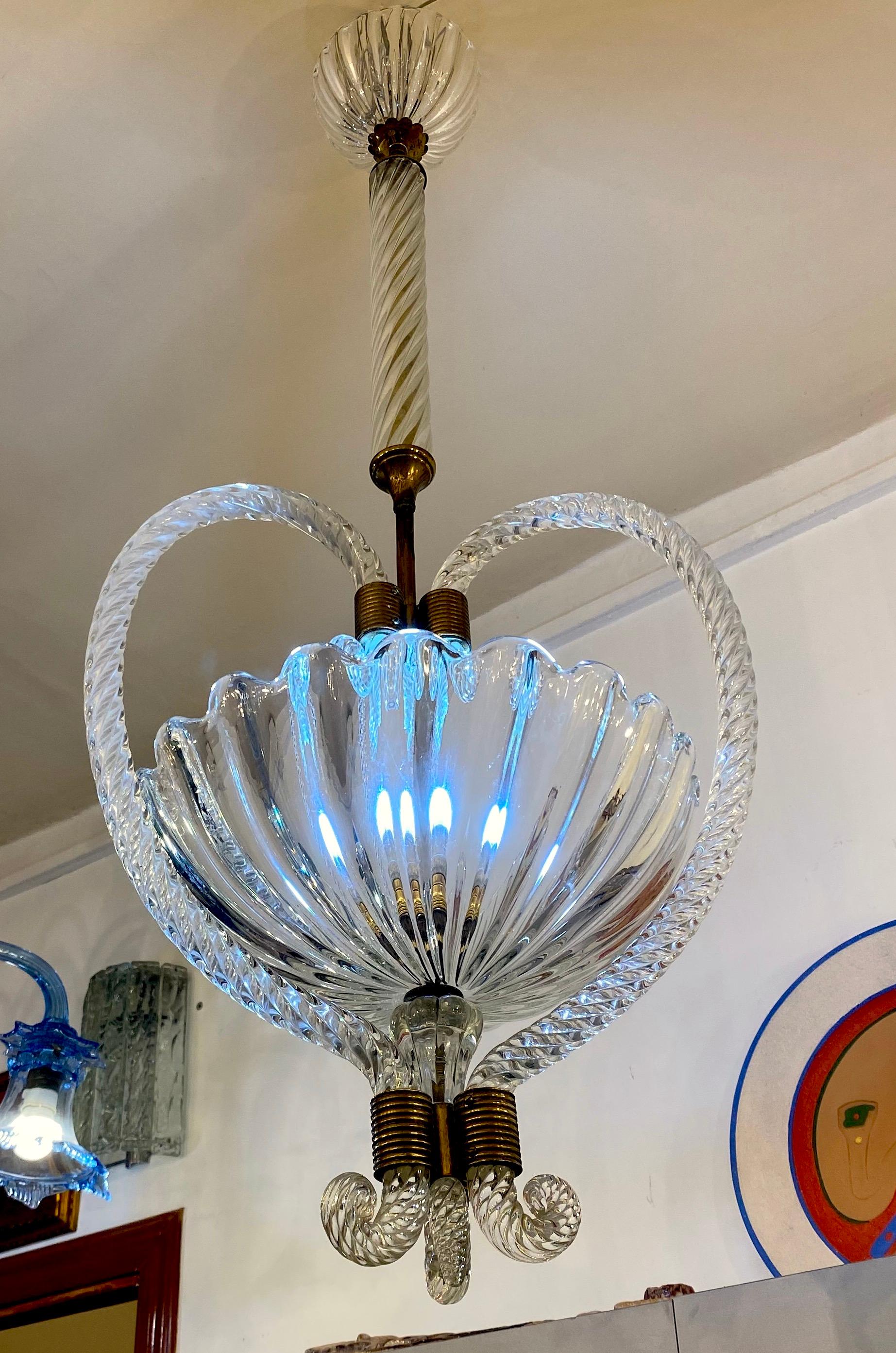 Italian Art Deco Chandelier or Lanterns by Ercole Barovier, 1940 In Excellent Condition For Sale In Rome, IT