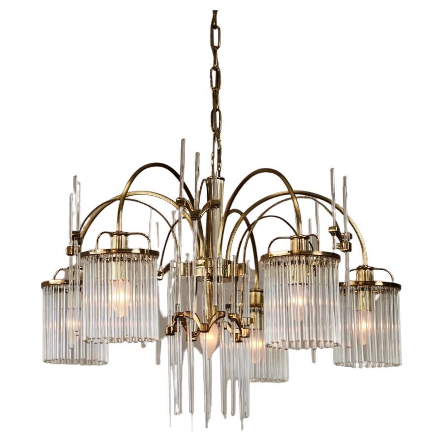 Large Chandelier with 40 Interlocking Curved Glass Rods at 1stDibs