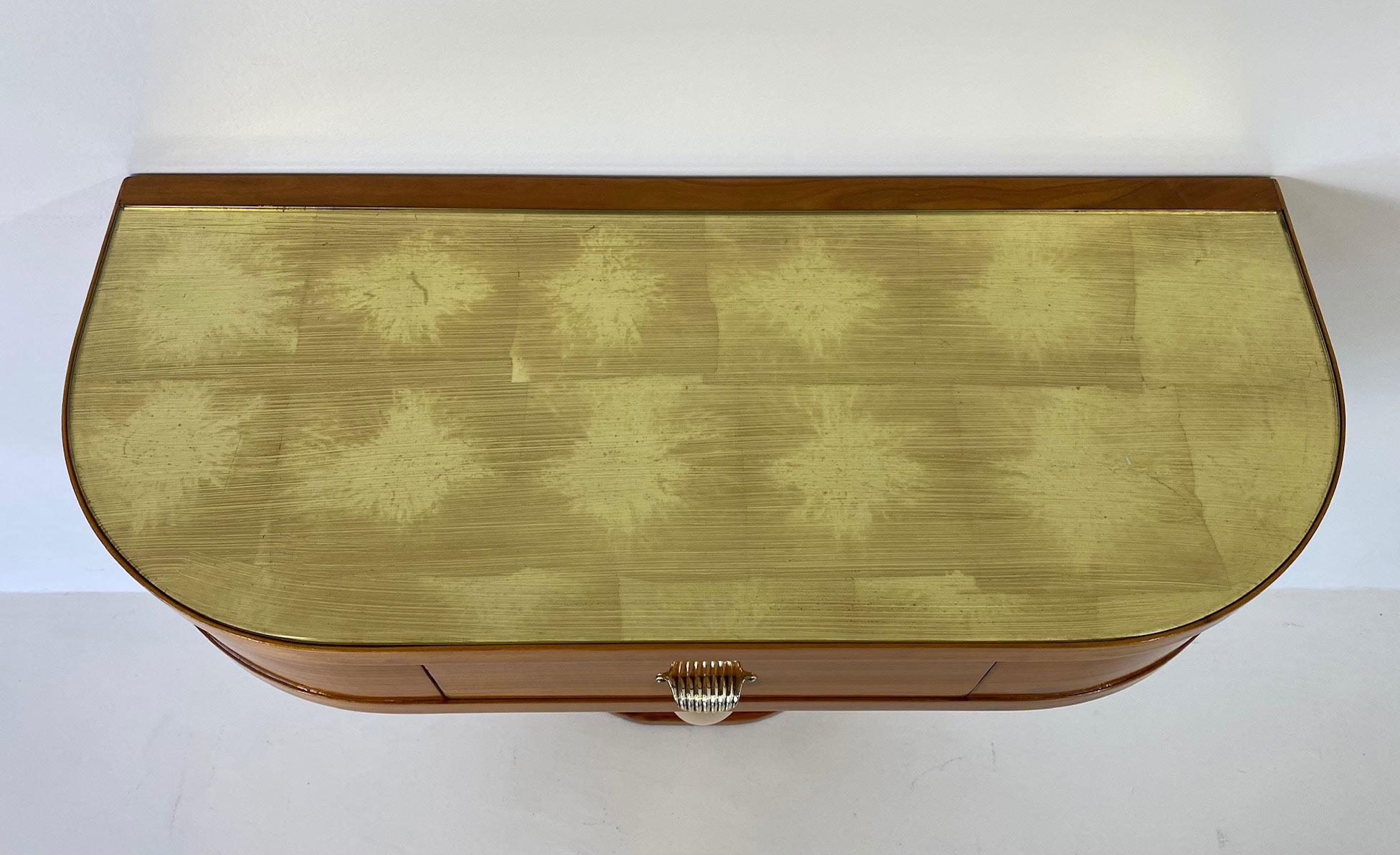 Italian Art Deco Cherry Wood and Gold Leaf Console, 1940s, Attr. to Buffa 4