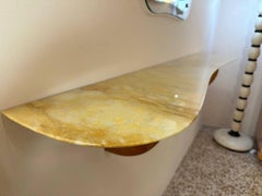 Italian Art Deco Cherry Wood and Siena Marble Console By Paolo Buffa, 1940s