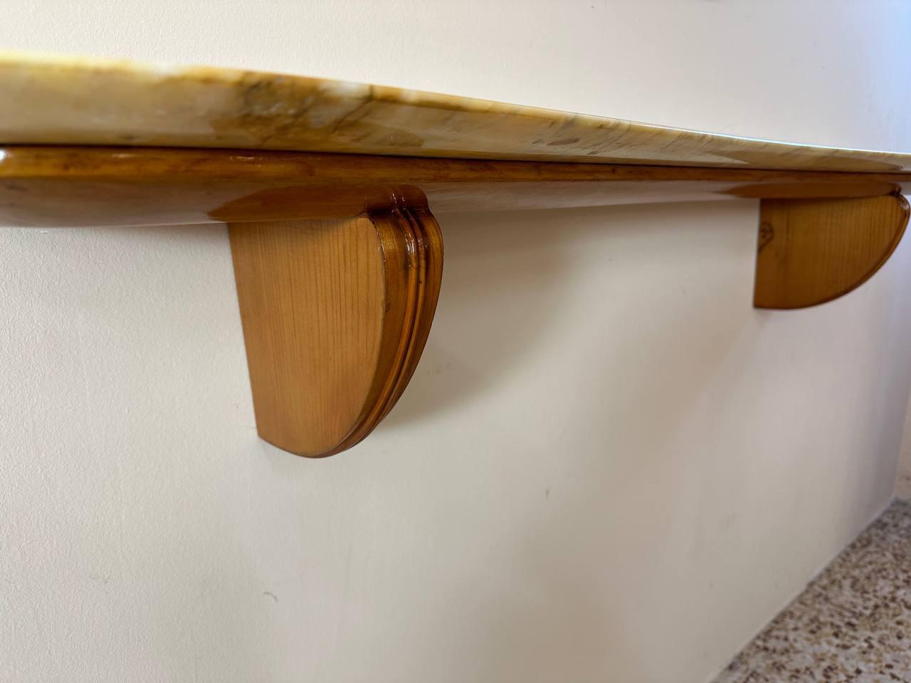 Italian Art Deco Cherry Wood and Siena Marble Console By Paolo Buffa, 1940s For Sale 1