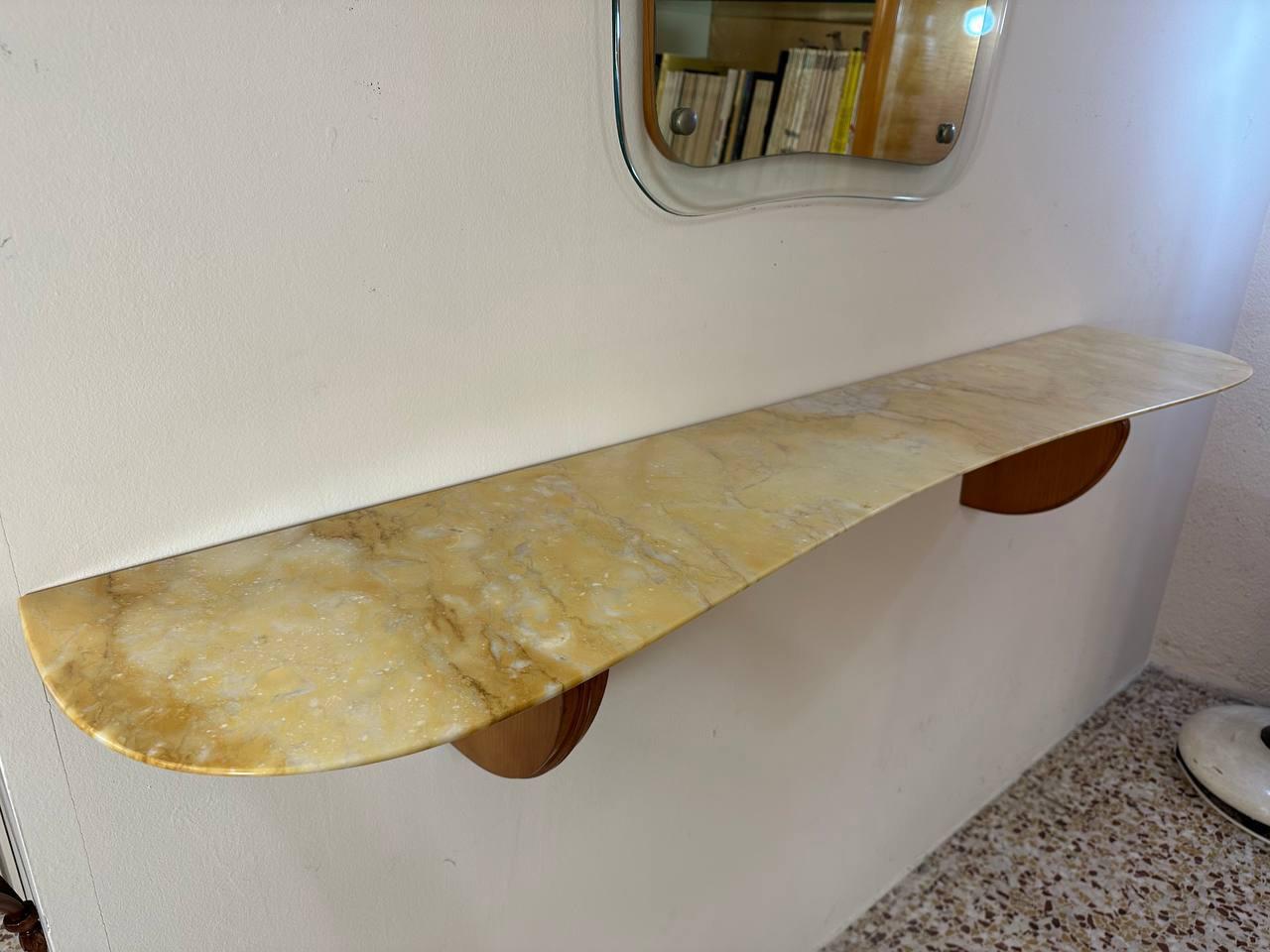 Italian Art Deco Cherry Wood and Siena Marble Console By Paolo Buffa, 1940s For Sale 2