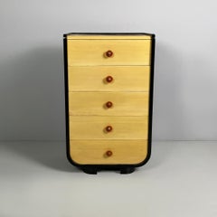 Italian Art Deco chest of drawers in light and black wood, 1930s