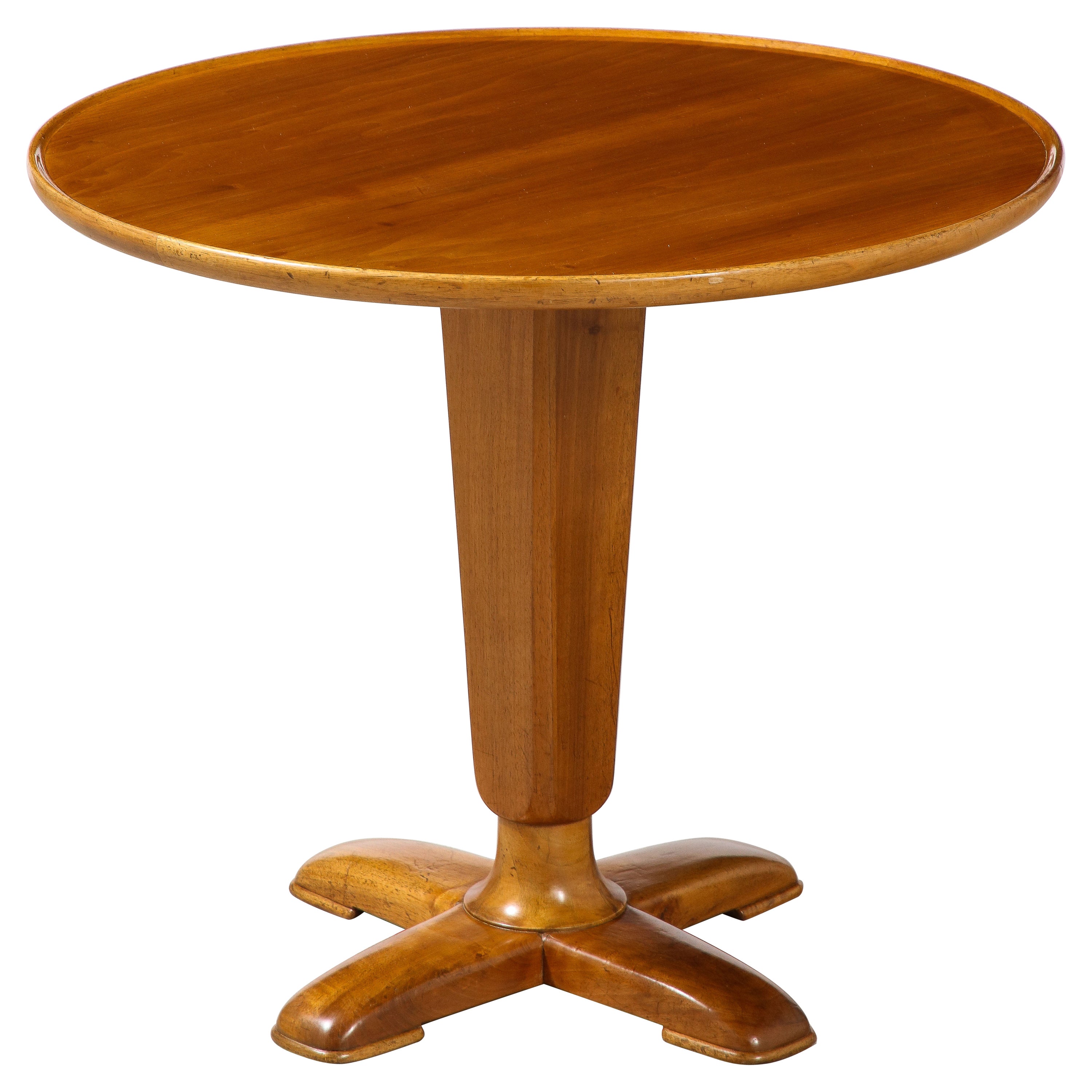 Italian Art Deco Circular Pedestal Side Table, Circa 1940