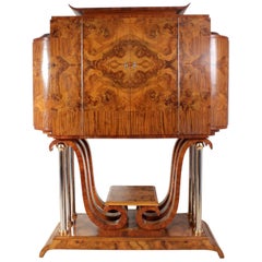 Italian Art Deco Cocktail Cabinet in Walnut