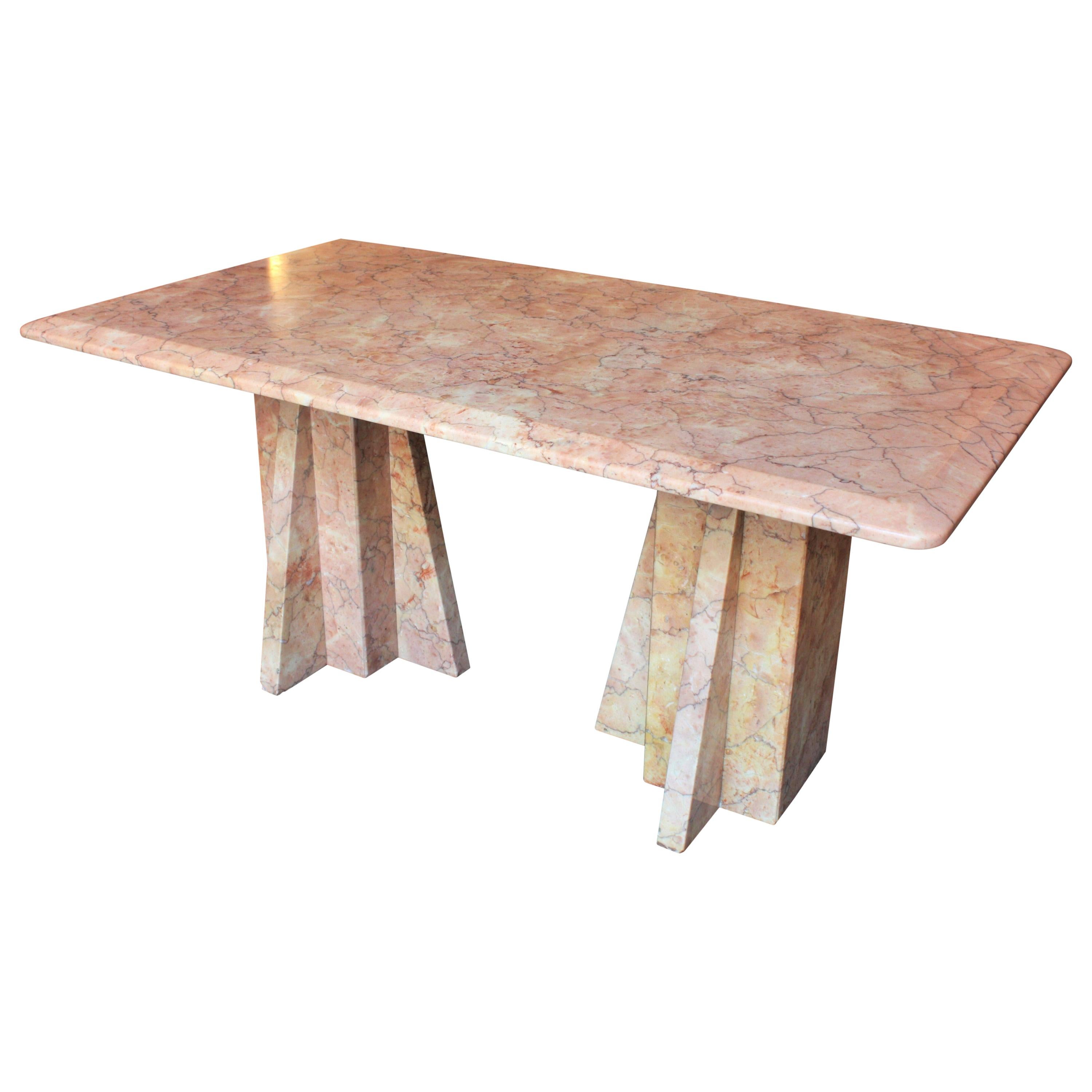 pink marble table