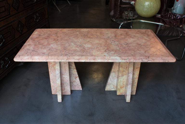 Italian Art Deco Coffee Table in Pink Marble For Sale at 1stDibs pink