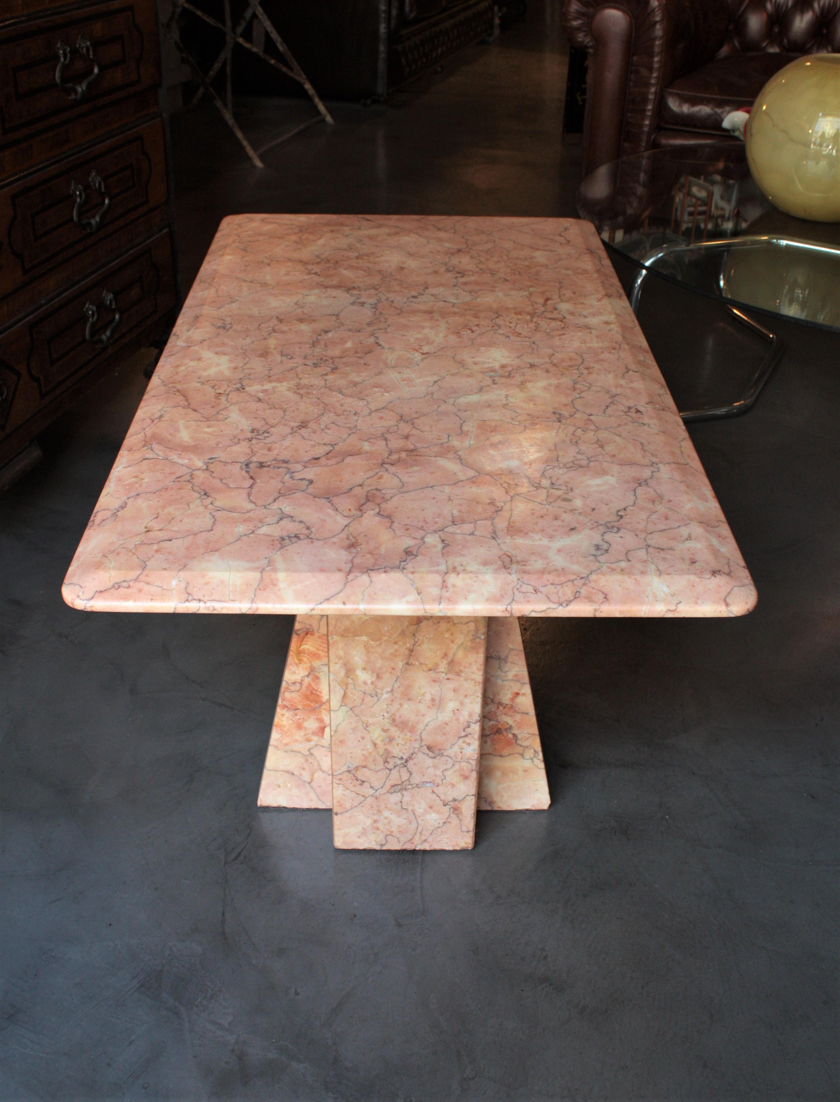 pink marble coffee table vintage