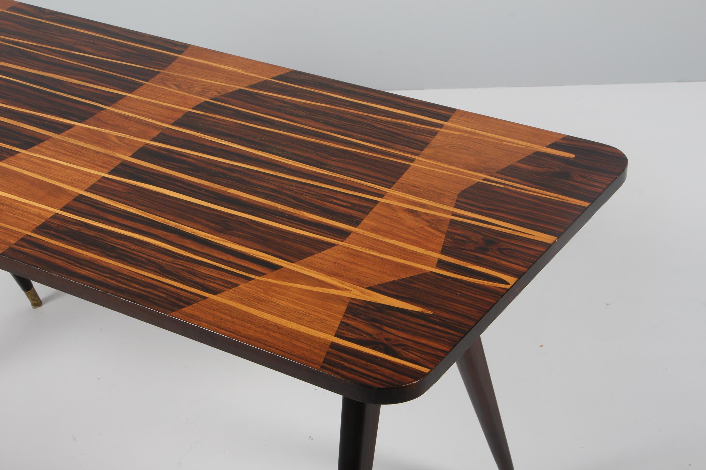 Mid-20th Century Italian Art Deco Coffee Table with Intarsia Work, 1960s For Sale